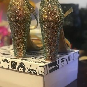 SIZE 11 Blue Glitter heels